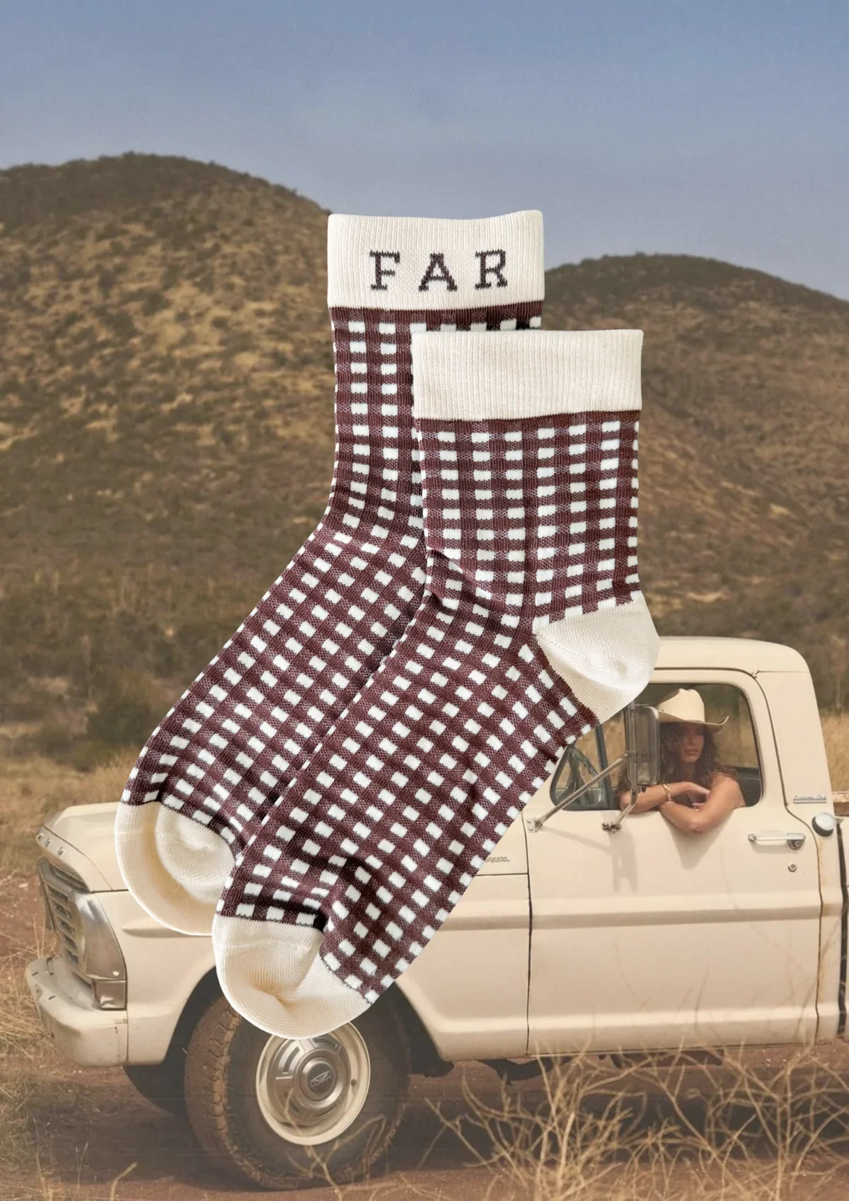 FAR MER - Cocoa Check Socks