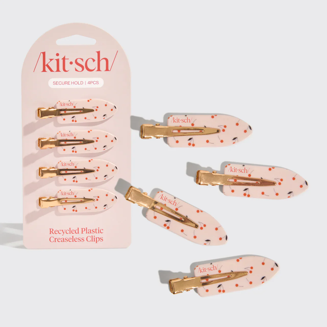 Kitsch - Cherry Print Creaseless Clips 4pc